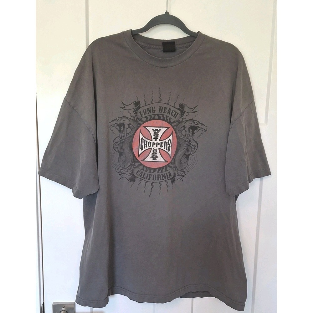 Vintage West Coast Choppers Long Beach Motorcycle T-Shirt Black Size 3XL Snake